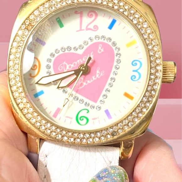 Dooney & Bourke Jewelry - Dooney & Bourke Vintage Gold Watch with White Strap